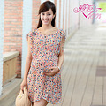 爱心百分百Y3012夏款韩版孕妇装 彩点雪纺孕妇裙 肩袖