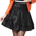 2012秋冬新品质女装PU皮裙半身裙蓬蓬裙水洗蛋糕裙短裙