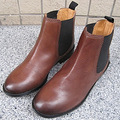 vcruan同款 zara 短靴\做旧复古牛皮欧美平底靴