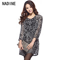 Nadine 2013春装新款 豹纹雪纺木耳边修身打底性