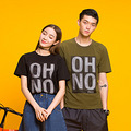 2016夏季新款男女学生qlz大码情侣装潮韩版OHNO字母短袖情侣t恤衫