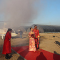 山东滨州首次直升机婚礼接新娘到淄博 中式直升机婚礼亮相