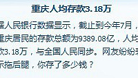 重庆人均存款3.18万,别动!现在你卡上有多少?