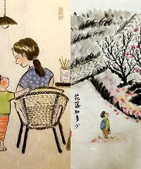 用国画来纪录和孩子一起的生活