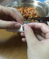 大夏天的,热成狗儿咯!一言不合就包点水晶饺,配杯绿茶,巴适噢