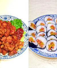 居家小厨娘,秀秀做的唐扬炸鸡和寿司