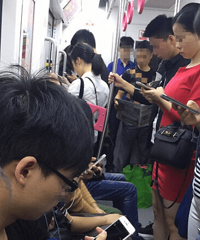 这个比例有点儿大,十个八个都在低头!
