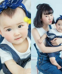 穿上牛仔服拍亲子照