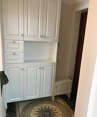 美式小窝初见雏形,玄关的拼花地砖超霸气