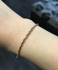 蒂爵珠宝限量版18k金麻花编织手链,拉丝