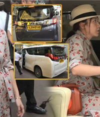 甘比怀第三胎,挺孕肚带子女逛街
