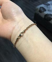 蒂爵珠宝限量版18k金麻花编织手链,拉丝