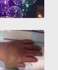 网红气球爆了,孩子手上好大个泡