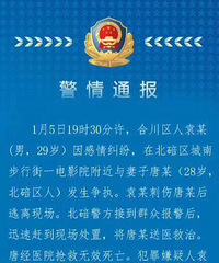 警情通报:北碚一男子刺伤妻子致死