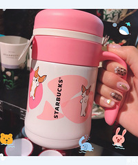 星巴克新款的粉红汪汪杯太可爱了吧!还是膳魔师合作款保温杯