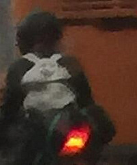 鹅公岩大桥上这位的书包太可爱了