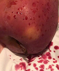 她用热水泡苹果结果冒出"血珠"