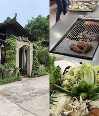 茶园这个民宿古香古色,还能摘菜和烧烤