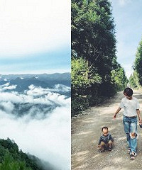 带双胞胎上山避暑,还看到了云海