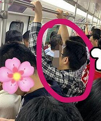 爆料:6号线一男子在揩油
