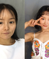 举铁女的初夏混搭妆,两种眼影打造可爱泫雅风