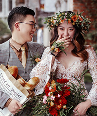 ins风的仪式感婚纱照,蕾丝婚纱大气又温柔,还送了霸气女王照