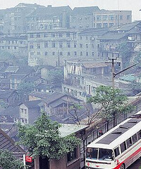 1983年重庆街景和无轨电车