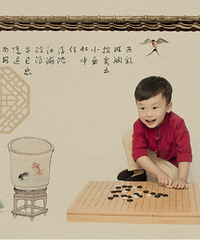 带孩子拍了套民国风艺术照,换了10多个背景,油画风也很赞