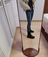马丁靴上身对比图,真的是拉长腿的利器