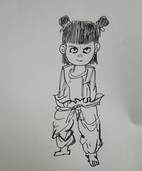 娃儿上幼儿园,爸爸也跟着画画,二年多时间进步明显