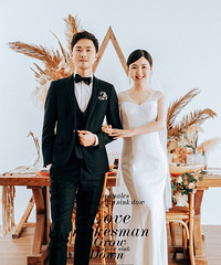 婚纱照得到大家一致好评,都说老公有韩国欧巴的感觉