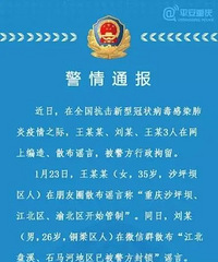 3名散布疫情谣言者被重庆警方依法查处