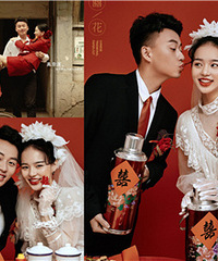 父母超满意的婚纱照,满满的70年代风