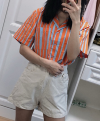 穿衬衫才有英气,买了好多种配色的条纹衬衫,怎么都穿不腻