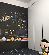 跑断了腿用16万搞定76平,为儿子找图定制的星系墙布超好看