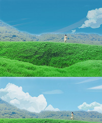 免费的大草坪,拍出漫画般的感觉,还能耍卡丁车,滑翔伞