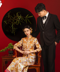 抽中了免费拍中式婚纱照,穿着6位数的中式礼服整个人都在发光