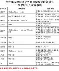 2020年大渡口区义务教育学校录取通知书领取时间及注意事项出来了