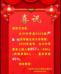 合川中学2020年喜报,重本率超过45%【学校龙门阵】