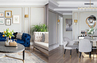 46万装154㎡超赞轻奢美式风,蓝沙发是点睛之笔