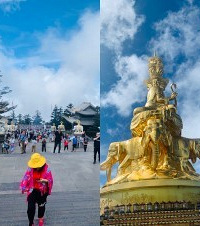 重庆坐高铁去峨眉,金顶云海太美了,住网红民宿冷到要穿羽绒服