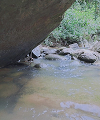 不放假,早点出门也可以耍,小河沟耍水捉螃蟹