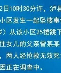 15岁女孩25楼跳楼自杀砸死父亲