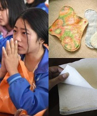 农村女孩经期作业纸做卫生巾