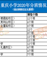 汇总2020年重庆90所小学一年级分班情况,博雅今年12个班