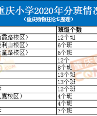 2020年重庆各小学一年级分班、班级人数汇总,今年好多班人数50+
