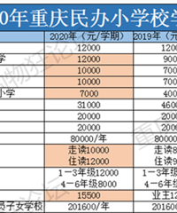 重庆36所民办小学最新学费出炉!最贵的一年要花235000元