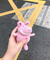 一只可以挂在包包上的粉猪耳机套真是可爱