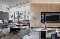 130平现代简约,沙发墙的格栅装饰超有质感