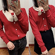 领口很多变的针织衫